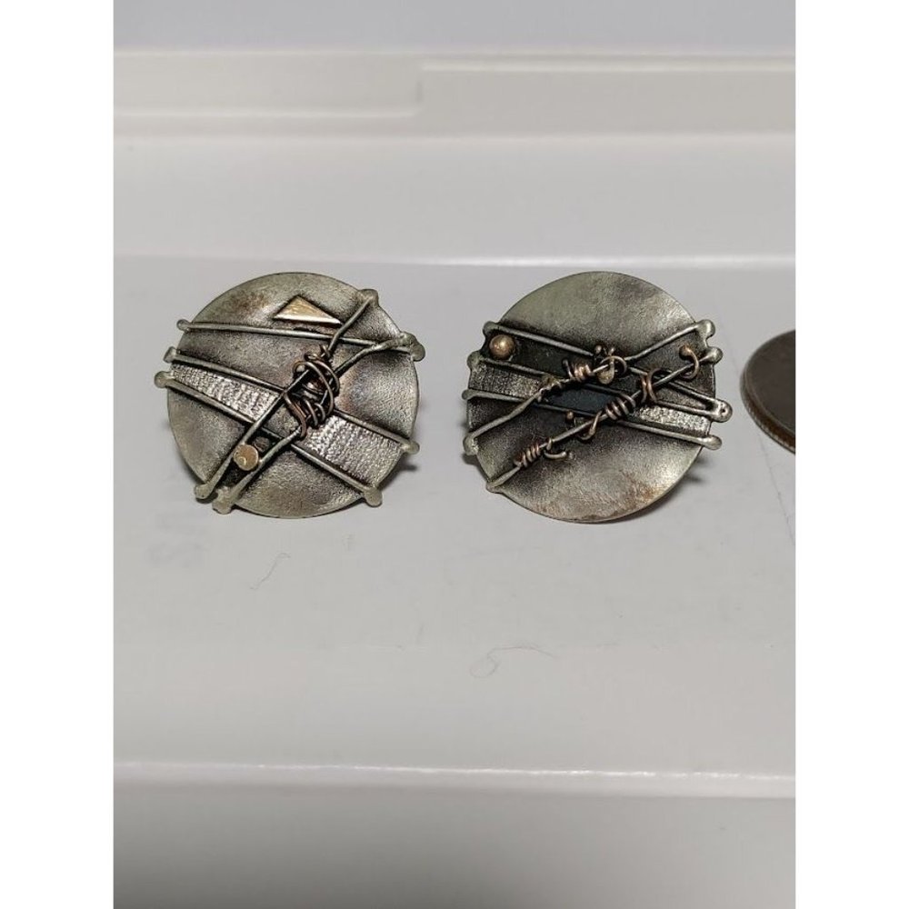 Vintage 1988 St Jude Sterling 14K Accents Earring 925 Sterling - Picture 3 of 11